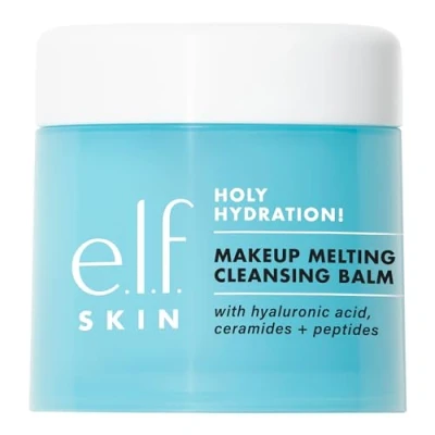 Imagen de e.l.f. Holy Hydration! Bálsamo limpiador de maquillaje, facial y removedor impregnado con ácido hialurónico para hidratar la piel, 2 onzas