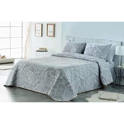 Imagen de VIALMAN Colcha Bouti Ligero Sofia 29 con un Diseño de Cachemira para Cama Matrimonio 180 y 200 cm Cachemir Paisley 270x270 cm, Color Taupe