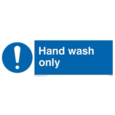 Imagen de Viking Signs MH205 L15 V &quot;Hand Wash Only&quot;, vinilo, 50 mm de alto x 150 ancho, azul