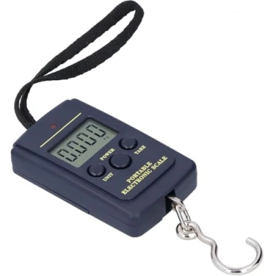 Imagen de CABLEPELADO Bascula Digital LCD de mano para colgar Equipaje, Báscula Portátil Capacidad peso 40Kg, Precisión 10g, Pantalla LCD, Medidas en Kg y Lb