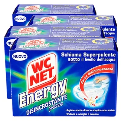 Imagen de Wc Net Energy Desincrustante, limpiador antical en polvo para inodoro, espuma autolimpiante, 4 bolsas x paquetes