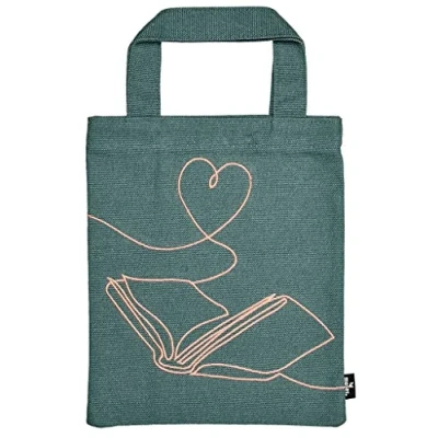 Imagen de moses. Libri_x 83325 Bolsa de Transporte pequeña algodón para los Amantes Libros, con diseño Bordado, Color Verde Turquesa, Agua, Small, El Amor la Lectura