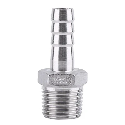 Imagen de SS304 Conector Cola Manguera Racor Tubería Adaptador Acero Inoxidable Rosca BSP Macho(1/2 * 12mm)