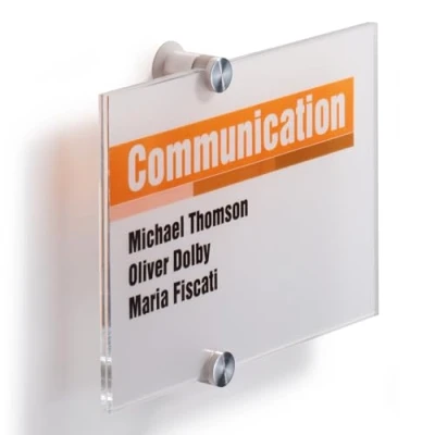 Imagen de Durable 482319 Identificador para puertas CRYSTAL SIGN® A5 horizontal, con incrustación de papel aluminio imprimible, transparente