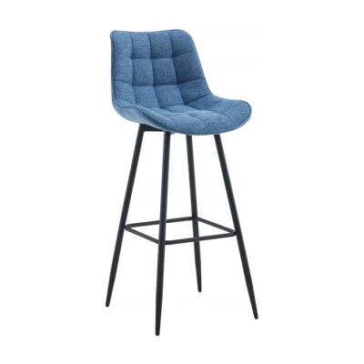 Imagen de CLP Taburete de Bar Dartford en Tela o Terciopelo I Silla Alta Cocina Moderna con Base metálica 4 Patas, Color:Azul, Material:Tela