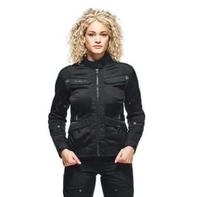 Imagen de Dainese Desert Lady Tex Jacket, Chaqueta de Moto Verano, Tejido Técnico Ligero, Protectores Hombros y Codos, para Mujer, Negro/Negro/Ébano, 52