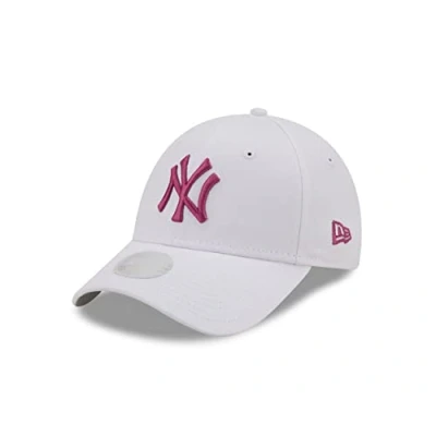 Imagen de New Era MLB League Essential Cap für Damen Der York Yankees weiß mit pinkem Teamlogo NY Strapback Verschluss One Size