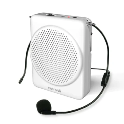 Imagen de NORWII Mini Amplificador de Voz, micrófono 3 Horas Carga rápida y hasta 30 Juego, Voz Personal, portátil para Profesores, Entrenamiento (Blanco)