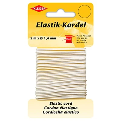 Imagen de Kleiber 71084 elástico de Cordel/Manualidades Cordón, 66% poliéster; 34% Goma, Color Blanco, 500 x 0,14 cm