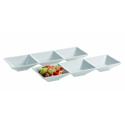 Imagen de MÄSER Josef Domestic Professional 923305 Trendy Line Bandeja para aperitivos con 3 espacios (2 unidades, 27,5 x 9 cm), color blanco