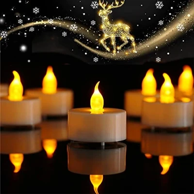 Imagen de 12 x Velas sin llama, realistas y luminosas, LED, pilas, falsa vela eléctrica amarilla cálida