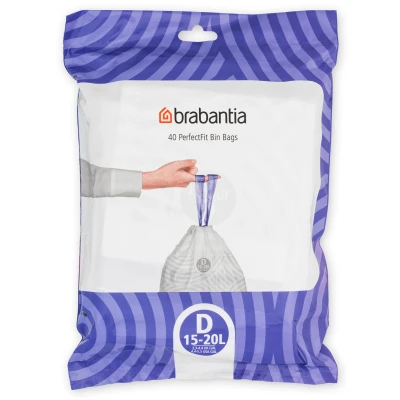 Imagen de Brabantia Bolsas de Basura PerfectFit (Código D/15 20L) Extra Resistentes con cinta cierre (40 Bolsas)