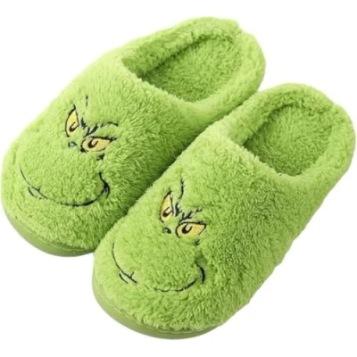 Imagen de ENIXWH Grinch Pantuflas navideñas para mujer, hombre, divertidas, de felpa, invierno, cálidas, mullidas, a, 37/38 EU