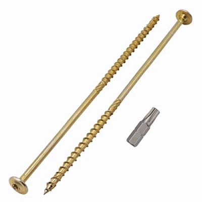 Imagen de Paquete de 20 piezas acero galvanizado 6 x 200 mm tornillos madera amarilla, cabeza torx, oblea, madera, parcialmente roscados (20, mm)