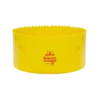 Imagen de Starrett Sierra perforadora de corte profundo DCH0418 bimetálica resistente con dientes extra cobalto HSS para metales, madera, hierro fundido, fibra vidrio, materiales plásticos 105 mm
