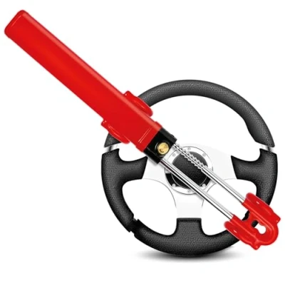 Imagen de GADLANE Cerradura de doble barra para volante, dispositivo antirrobo alta visibilidad, bloqueo dirección automóvil seguridad adecuada automóvil, camioneta con 2 llaves (Rojo)
