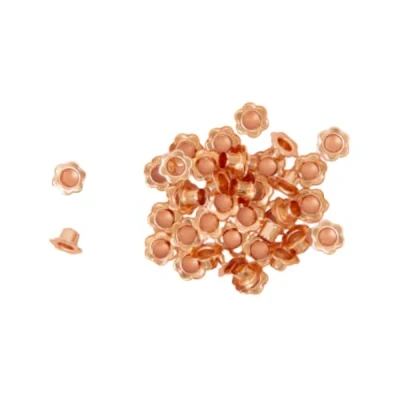 Imagen de Craftelier Pack de 40 Ojales con Forma Flor Ideales para Tarjetería, Scrapbooking y Manualidades Válidos Diversos Materiales Tamaño Interior 5 mm Exterior 10 Color Oro Rosa