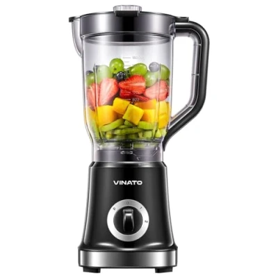 Imagen de VINATO Vaso Maker, licuadora para zumos, batidos, smoothies, jarra de 1,8L, 500W, 4 cuchillas extraíbles acero inoxidable, triturador hielo, batidos y smoothies