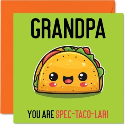 Imagen de tarjetas de cumpleaños para abuelo, Spec Taco lar, divertida tarjeta feliz abuelo parte nieto, nieta, regalos cumpleaños, felicitación broma 145