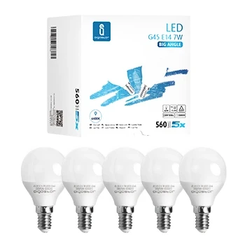 Imagen de Aigostar Bombilla LED E14 G45, 7W Equivalente a 49W, Luz Fría 6500K, 620 Lúmenes, ángulo de Apertura 180º, CRI&gt; 80, No Regulable, Caja 5 Unidades