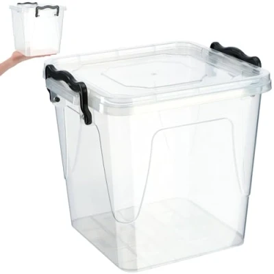 Imagen de KADAX Caja de almacenamiento con tapa, recipiente plástico resistente, fiambrera transparente, cierre clic (3,7 L)