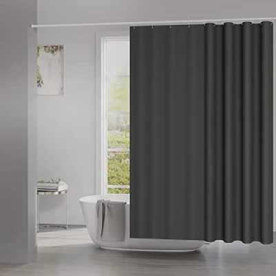 Imagen de WOLTU Cortina de Ducha Antimoho 180x180 cm, Baño con Iman en Parte Inferior, Impermeable para Bañera Anillos, 100% Poliéster, Gris Oscuro