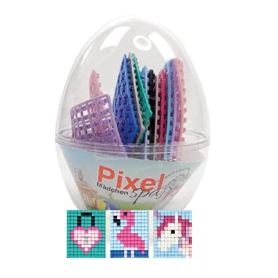Imagen de Pracht Creatives Hobby Pixel Juego de Regalo Divertido con Forma Huevo, 3 diseños Unicornio, Flamenco y candado corazón, Multicolor (P90062 12501)