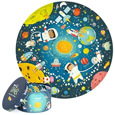 Imagen de boppi puzle Circular de 150 Piezas del Espacio Hecho cartón 100% Reciclado, Sistema Solar y astronautas, para niños 3, 4, 5, 6, 7 8 años, 58 cm diámetro