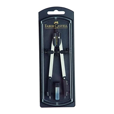 Imagen de Faber Castell Compás de ajuste rápido con tornillo central, articulaciones en ambos brazos y accesorios recambio (32721 4)