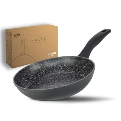 Imagen de DIVORY Sartén 24cm Inducción universal grande con revestimiento antiadherente para todo tipo de cocinas Asas seguras, apta lavavajillas (Ultime, 24 cm)