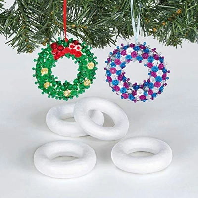 Imagen de Baker Ross ET311 Mini anillos de poliestireno para artes infantiles, ideal hacer modelos, manualidades, regalos, recuerdos y más (paquete 10), varios colores