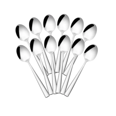 Imagen de Otto Koning Leipzig Juego de 12 piezas Cucharas Postre Acero Inoxidable. Acabado Pulido espejo, Cucharillas con Diseño moderno y elegante.
