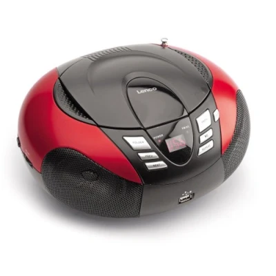 Imagen de Lenco SCD 37 Reproductor de CD para niños (2 x 1,5 W RMS), Color Rojo