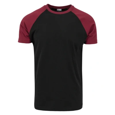 Imagen de Urban Classics Raglan Contrast Camiseta estampada, Hombre, Talla: XL, Black/burgundy