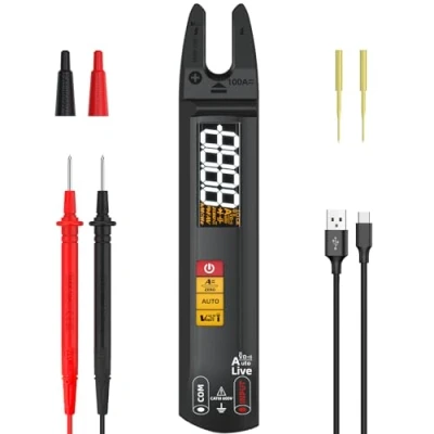Imagen de BSIDE U0 Mini Multímetro Digital Pinza Amperimétrica Abierta Totalmente Automático Medidor de Corriente Voltaje AC DC Resistencia y Continuidad Detector Fase Recargable con Sonda prueba