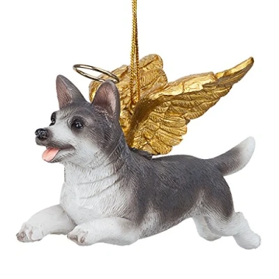 Imagen de Design Toscano Adornos para árbol de Navidad Honor The Pooch Husky Siberiano Perro ángel Decoraciones