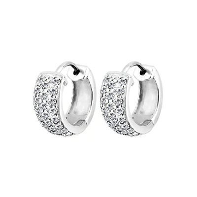 Imagen de Elli Pendientes Creoles de mujer elegantes con cristales en plata ley 925 bañada oro