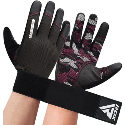 Imagen de RDX Guantes Gimnasio Dedo Completo para Levantamiento de Pesas, Pantalla Táctil con Soporte Muñeca Protección y Correa Larga stirable, Musculación Entrenamiento Hombre Mujere Fitness Casa Gym Glove