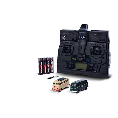 Imagen de Carson 500504152 1:87 VW T1 Police+ Maltese Combo 2,4GHz LCD modelo listo para conducir, mando a distancia de 2,4 GHz con conexión carga, incl. 4 pilas AAAA emisor, iluminación LED, manual