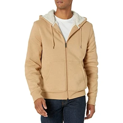 Imagen de Amazon Essentials Sudadera con capucha de forro polar y cremallera completa, sherpa Hombre, Camel Mezcla, XL