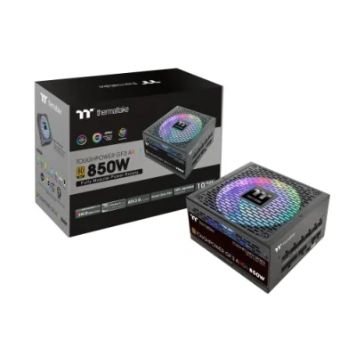 Imagen de Thermaltake Toughpower GF 3 ARGB 850W PC ATX 3.0 Power Supply PCIe Gen 5.0 80 Plus Gold Fully Modular Quiet 140 Fan EU Certified Black