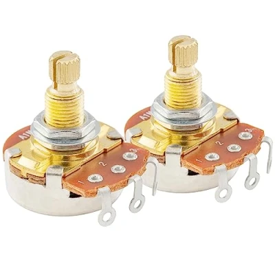 Imagen de Musiclily Pro Latón Rosca Full Tamaño Métrico Split Shaft Control Pots A1 Meg Audio Taper Potenciómetros para Guitarra (Set de 2)