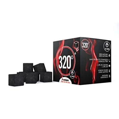 Imagen de Shisha de carbón Coco 320 (Cubo 26 mm) para Barbacoa narguile 1 kg 64 Piezas sin nicotina