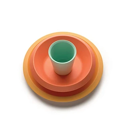 Imagen de Alessi Giro Kids Collection UNS05S1 , Juego de Mesa para Niños, Claro y Colorido, Melamina, Amarillo Naranja Verde