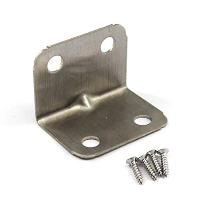 Imagen de (50 piezas) conectores angulares soportes de esquina acero inoxidable en forma L para estantería madera 32 x 25 mm