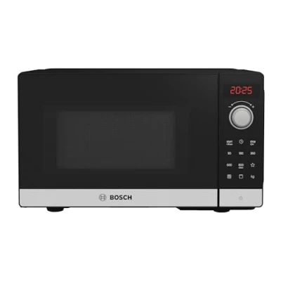 Imagen de Bosch FEL023MS2 Serie 2 Microondas (44 x 26 cm, 800 W, Plato Giratorio de 27 bisagra Puerta Izquierda, 8 programas automáticos, QuickStart, Soporte Limpieza), Acero Inoxidable Vidrio