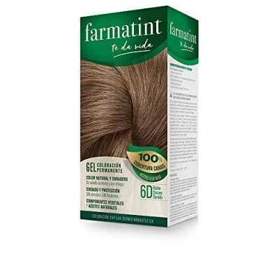 Imagen de Farmatint 6D Rubio Oscuro Dorado. Tinte permanente. Cabello natural y color duradero. Sin amoníaco ni parabenes parafinas siliconas, 135ml