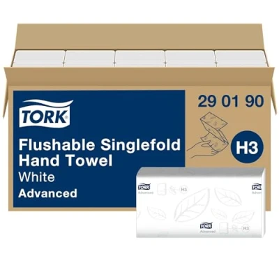 Imagen de Tork 290190 Toallas de mano Advanced desechables, plegadas en V compatibles con el sistema H3, 2 capas, blanco, 15 x 250 hojas (23 23 cm)