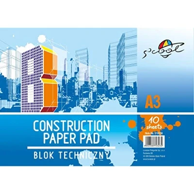Imagen de S&#039;cool Bloc de dibujo, Ideal Para pintar y dibujar, el hogar la escuela, Formato A3, 10 hojas, 160 g/m², Color: Blanco, 110238