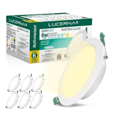 Imagen de LUCERNA Downlight LED techo empotrable Focos interior Plafon agujeros Panel en PACK de 6 (Luz Blanca Cálida (3000k), 4W)
